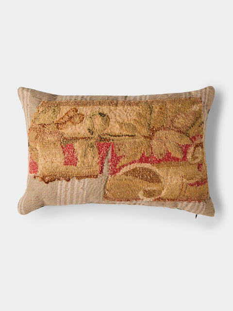 By Walid - 18th-Century French Aubusson Tapestry Wool and Damask Cushion (23.5in/60cm) - Multiple - ABASK - 