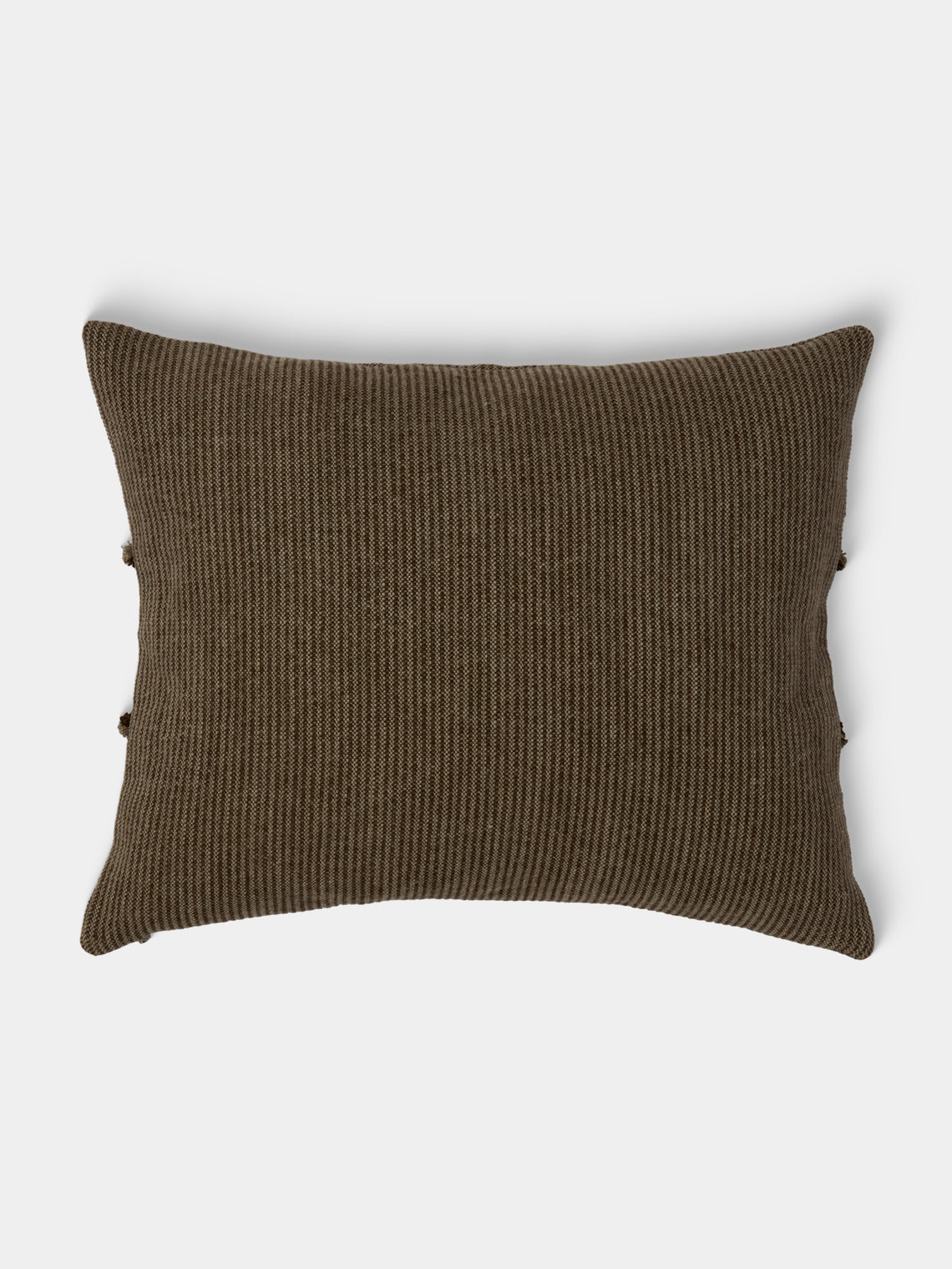 De Le Cuona - Salopette Linen Fringed-Panel Cushion (19.5in/50cm) - Green - ABASK
