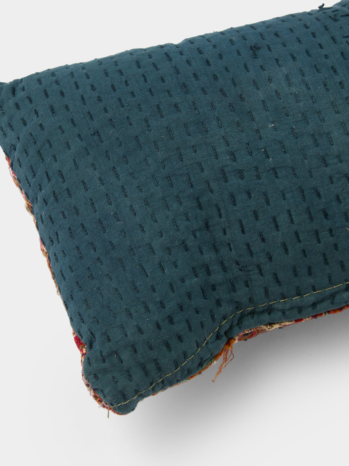 By Walid - 19th-Century Paisley Patchwork Wool and Linen Cushion (16.5in/42cm) - Multiple - ABASK