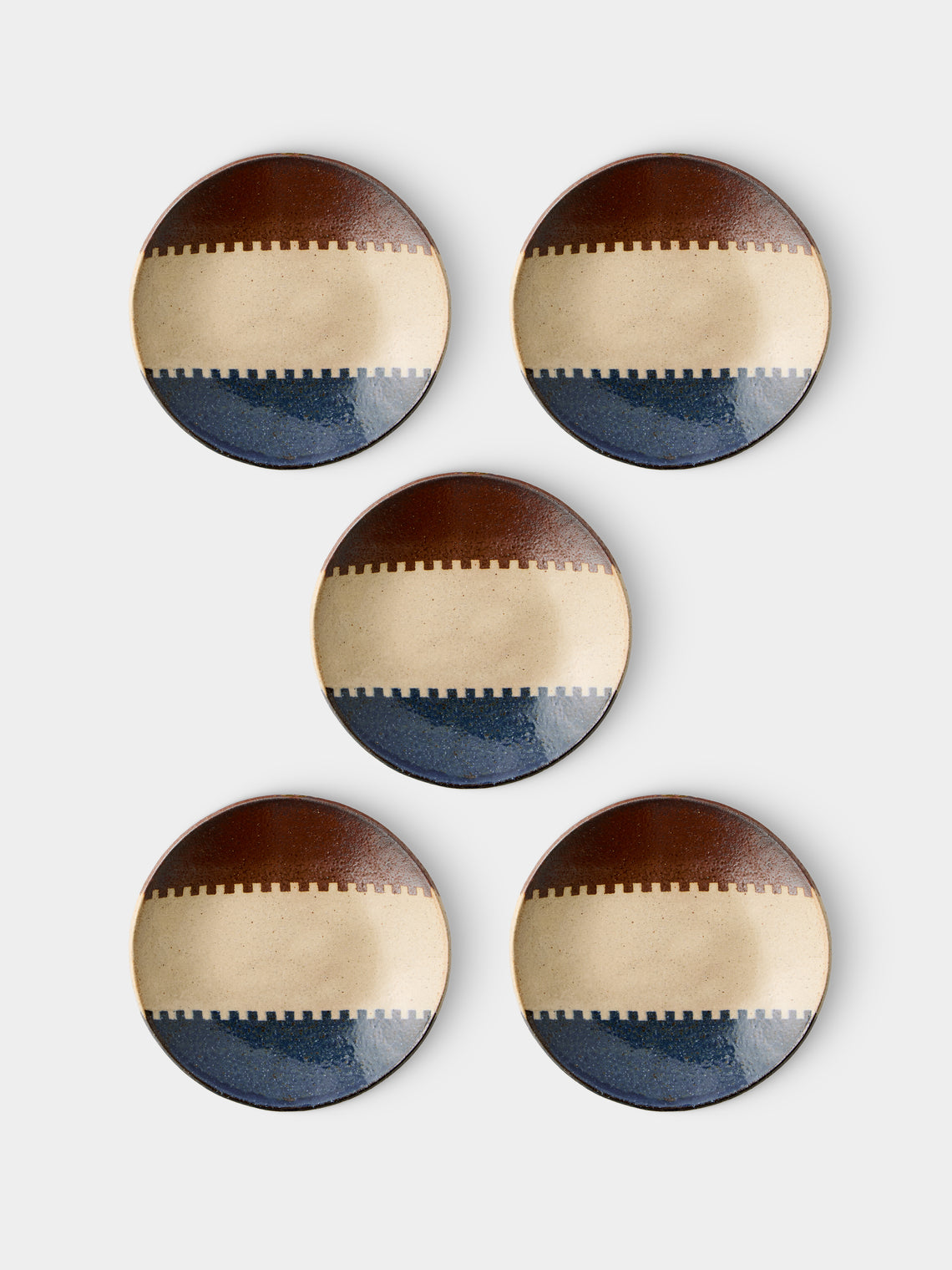 Makidani-gama - No. 3 Nerikomi Ceramic Plates – 6in/15cm (Set of 5) - Multiple - ABASK