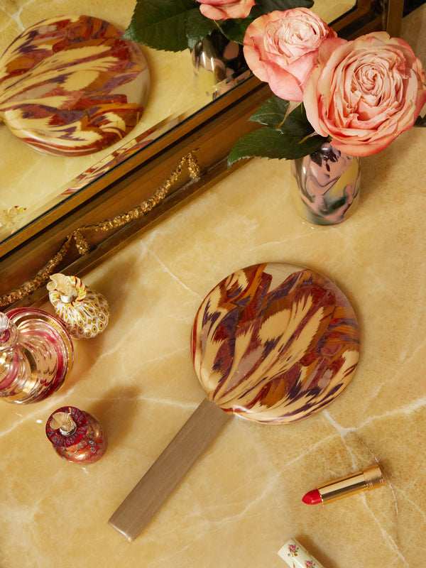 Silvia Furmanovich - Tulip Marquetry Wood Hand Mirror -  - ABASK