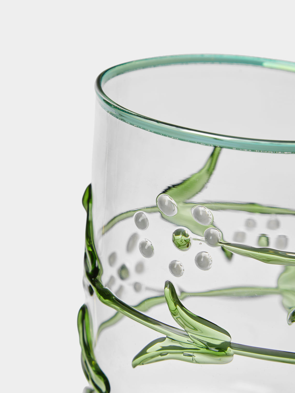 Alya Tannous - | Set of 2 | Daisy Hand-Blown Glass Bud Vases (5.5in/14.5cm) - Clear - ABASK