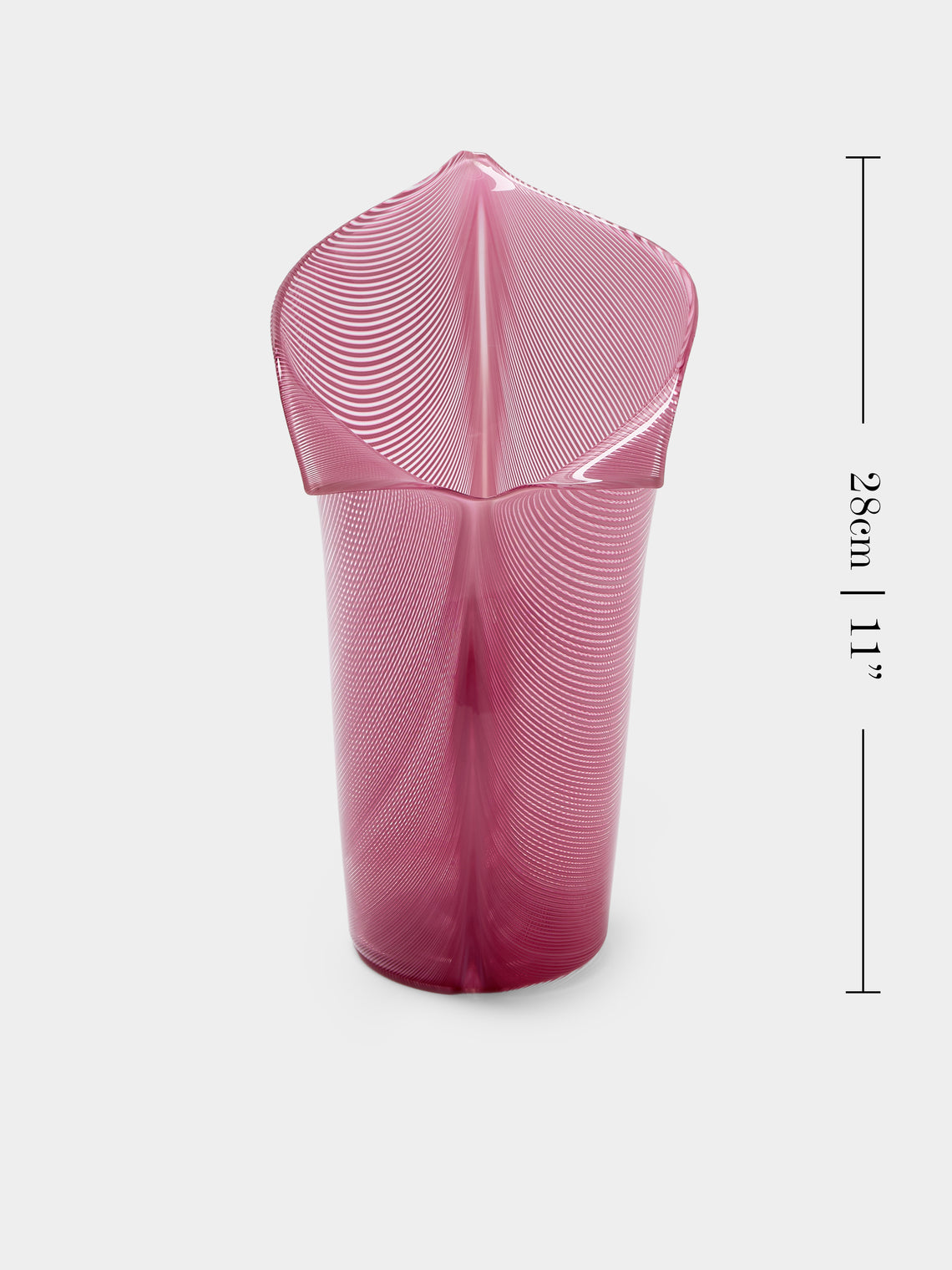 Antique and Vintage - 1980s Venini Glass Vase (11in/28cm) - Pink - ABASK