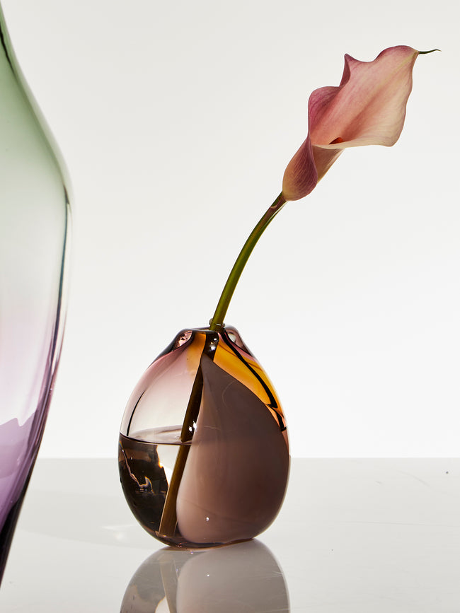 Michele Oberdieck - Heather Raindrop Hand-Blown Glass Bud Vase (5in/13cm) - Multiple - ABASK