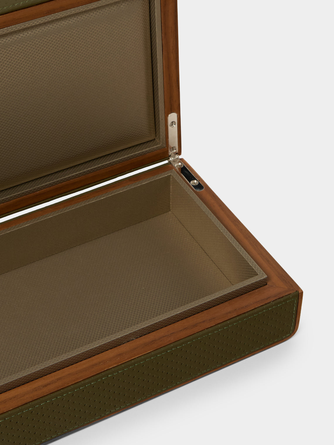 Linley - Faraday Walnut and Leather Box - Green - ABASK