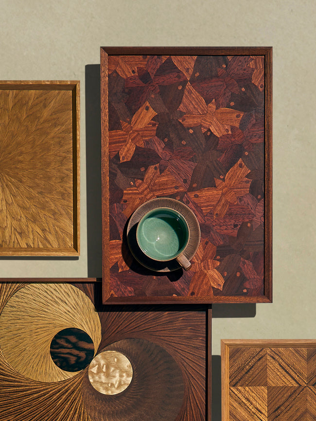 Mori Kougei - Poke Marquetry Wood Tray (14.5in/37.5cm) - Multiple - ABASK