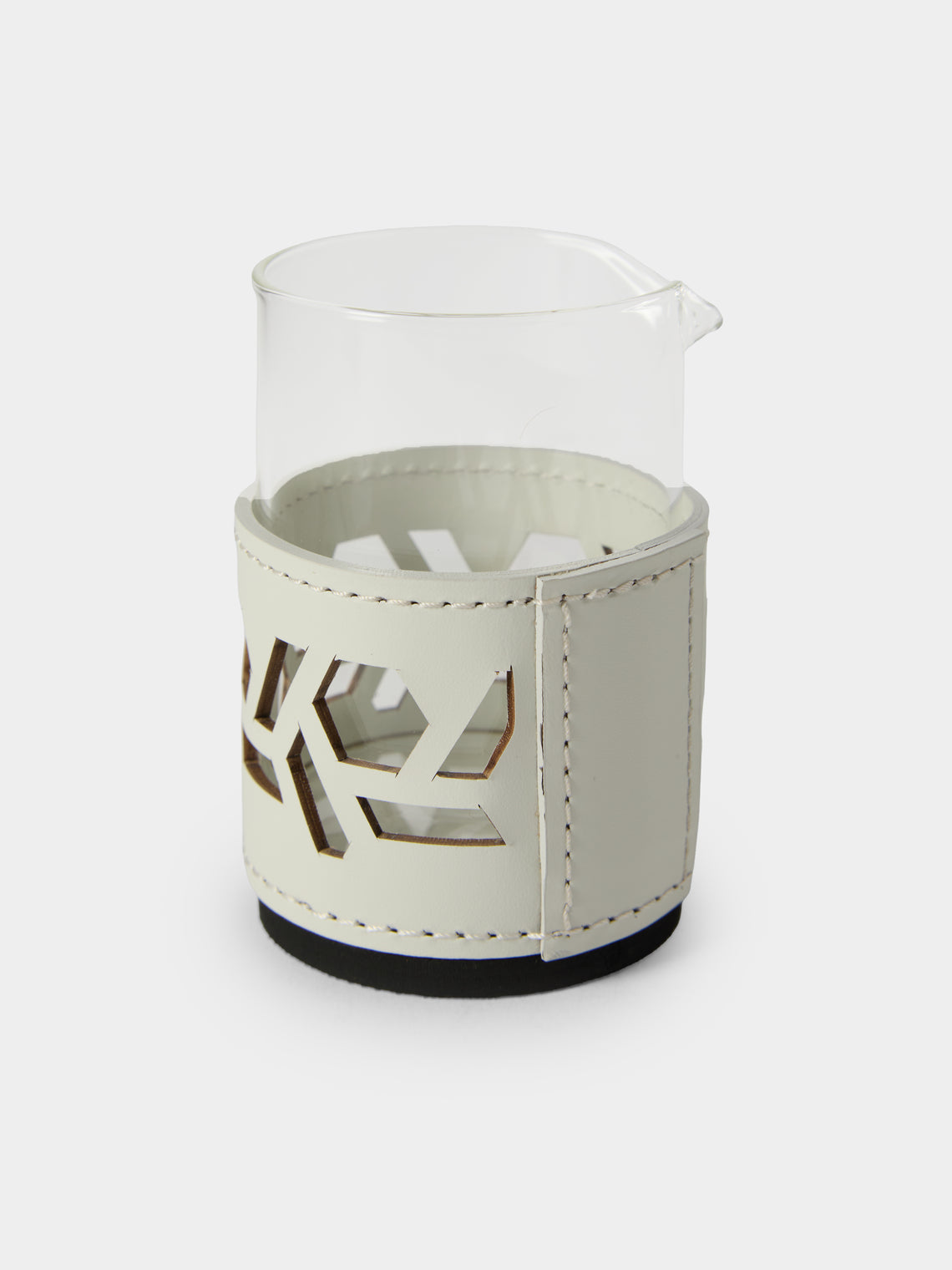 RUDI - Fiordaliso Glass and Leather Milk Jug - White - ABASK