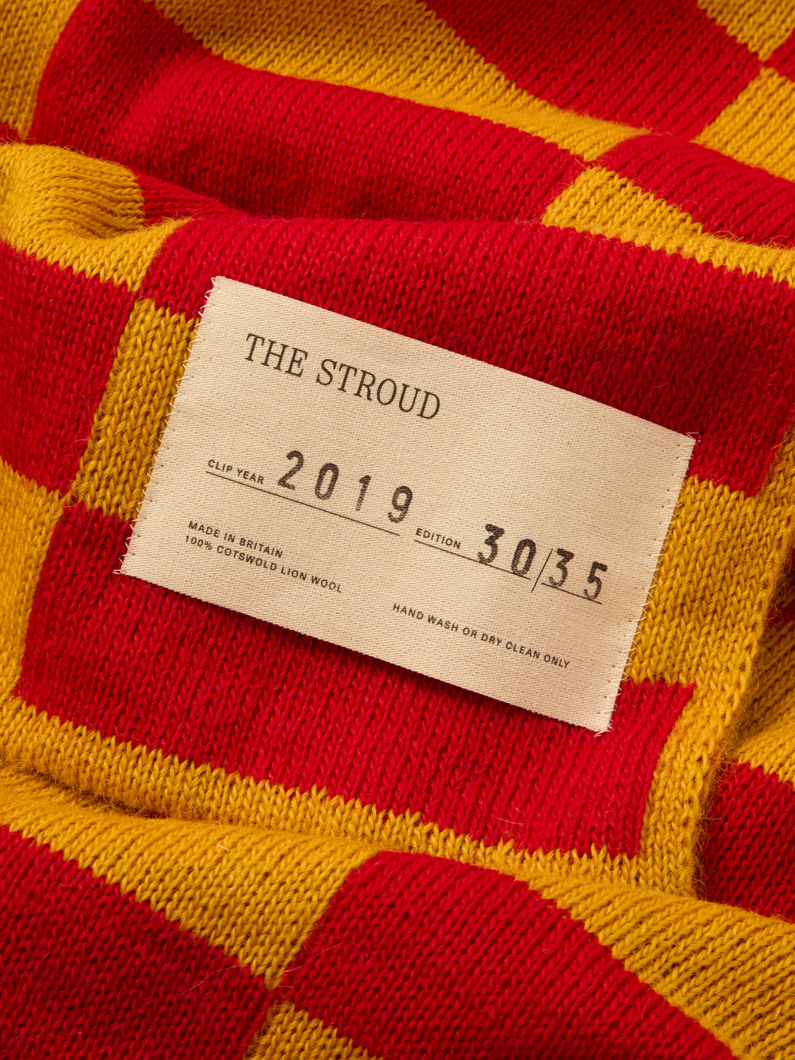 The Stroud - Sunflower Cotswold Lion Wool Blanket (86in/2.2m) - Red - ABASK