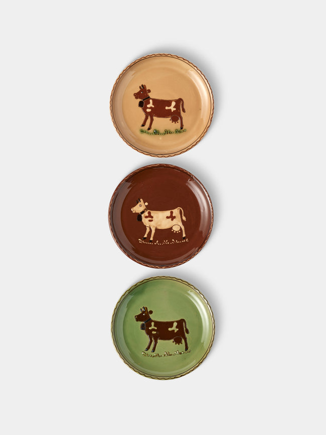 Poterie d’Évires - Cows Hand-Painted Ceramic Plates – 8in/20cm (Set of 3) - Multiple - ABASK - 
