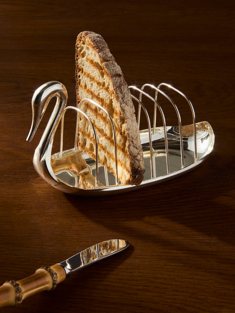 Antique and Vintage - Mid-Century Swan Silver-Plated Toast Rack - Silver - ABASK