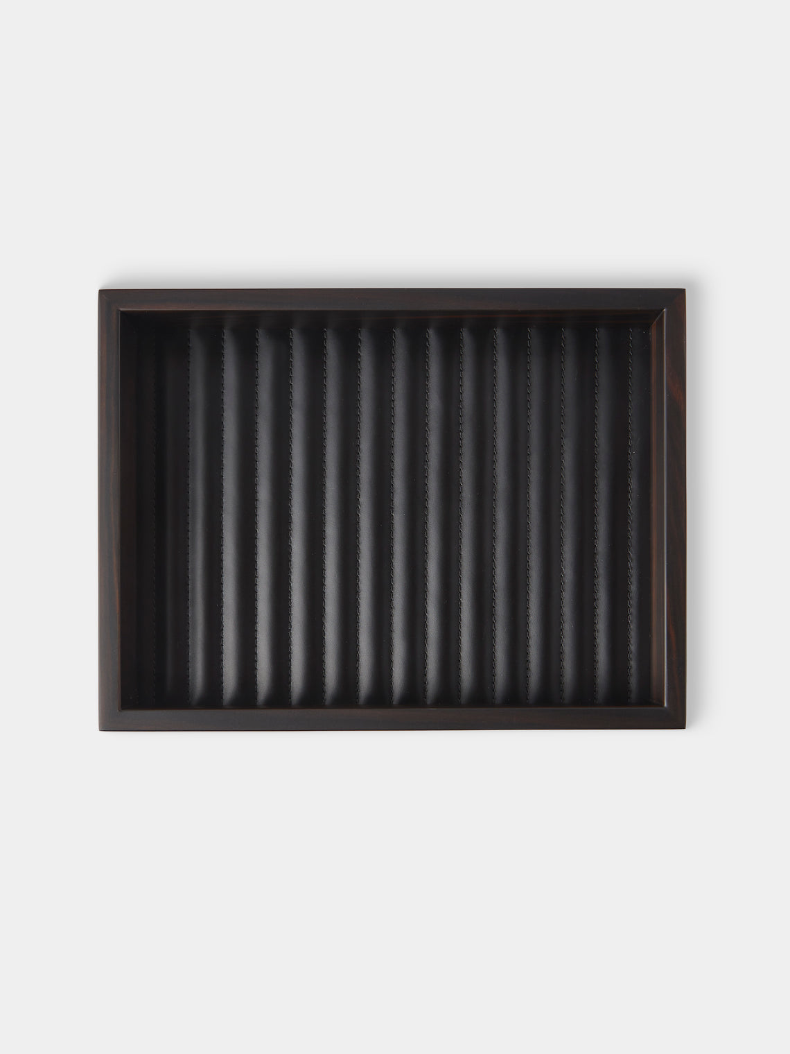 Riviere - Febe Woven Ebony and Leather Valet Tray (9.5in/24cm) - Brown - ABASK - 