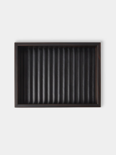 Riviere - Febe Woven Ebony and Leather Valet Tray (9.5in/24cm) - Brown - ABASK - 