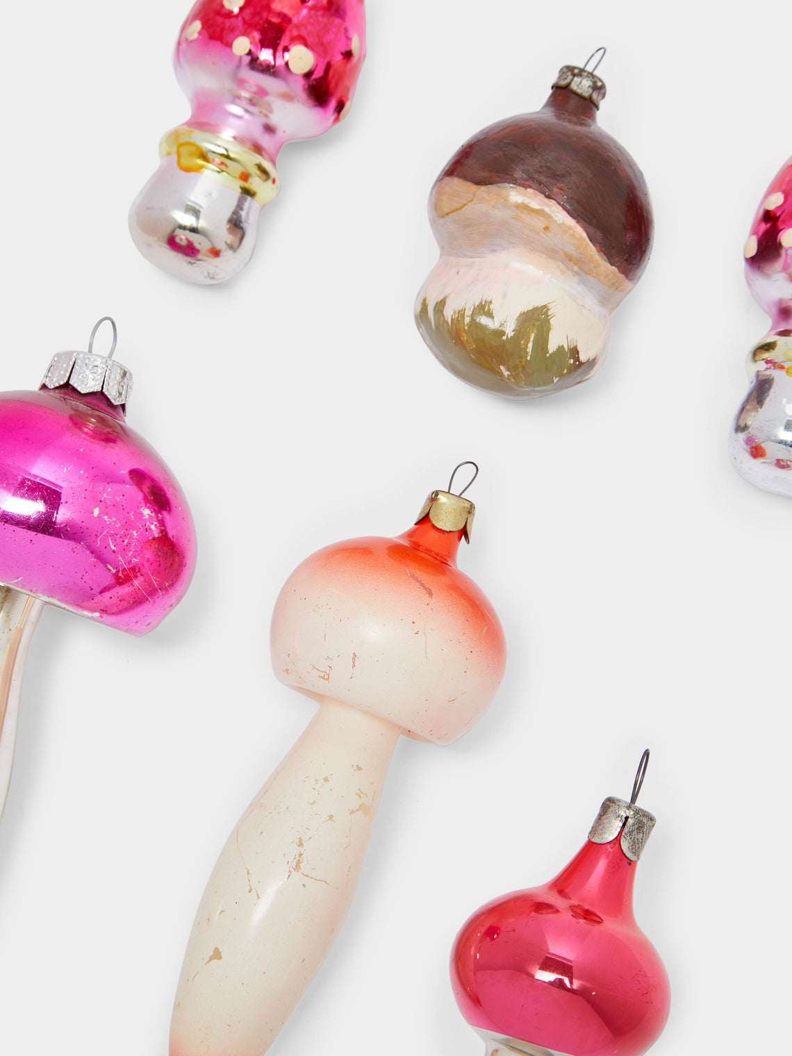 Antique and Vintage - 1950s Mushrooms Glass Large Tree Decorations (Set of 6) -  - ABASK