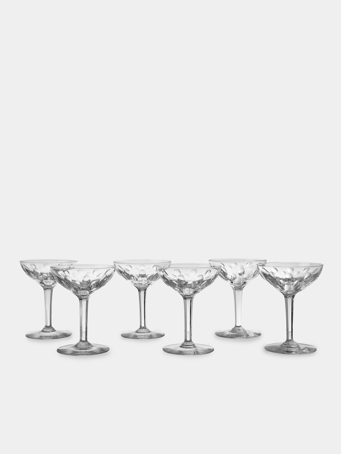 Antique and Vintage - Early-20th-Century Baccarat Crystal Champagne Coupes (Set of 6) - Clear - ABASK