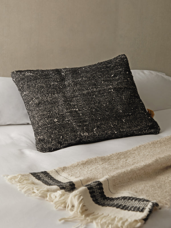 The House of Lyria - Liccio Hand-Dyed Wool Cushion (27.5in/70cm) - Black - ABASK