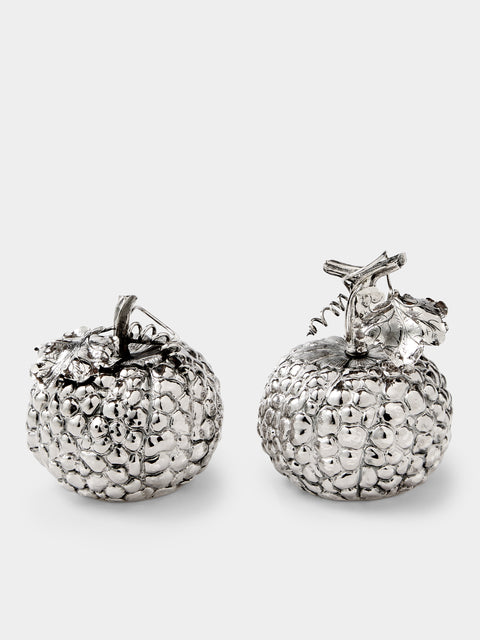 Milanese Silver - Pumpkin Sterling Silver Salt and Pepper Shakers (Set of 2) - Silver - ABASK - 