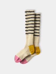La Fetiche - Lyle Hand-Knitted Lambswool Fisherman Socks | Size: S - Multiple - ABASK - 