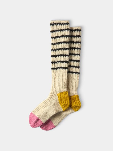 La Fetiche - Lyle Hand-Knitted Lambswool Fisherman Socks | Size: S - Multiple - ABASK - 
