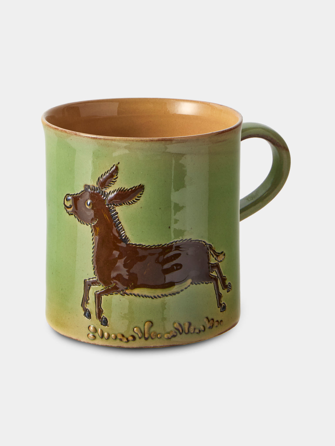 Poterie d’Évires - Animals Hand-Painted Ceramic Mugs (Set of 4) - Green - ABASK