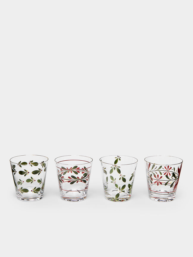 Los Vasos de Agua Clara - Noël Hand-Painted Glass Tumblers (Set of 4) -  - ABASK - 