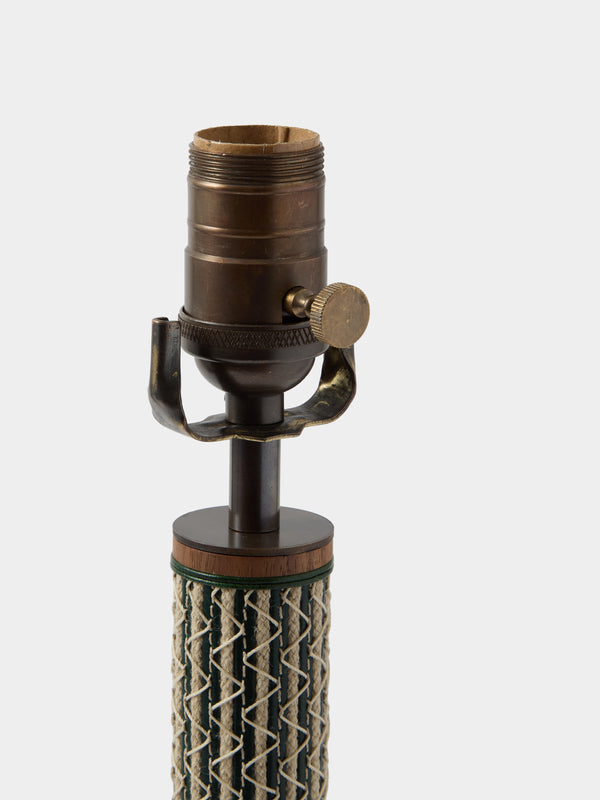 Aimee Betts - Ricasso Spindle Lace Walnut and Leather Table Lamp - Green - ABASK