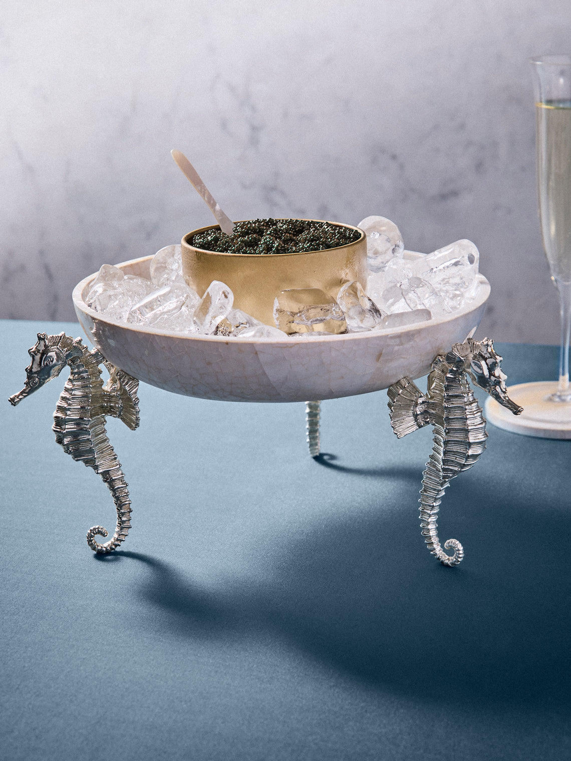 Objet Luxe - Seahorse Silver-Plated and Mother-of-Pearl Raised Bowl - Ivory - ABASK