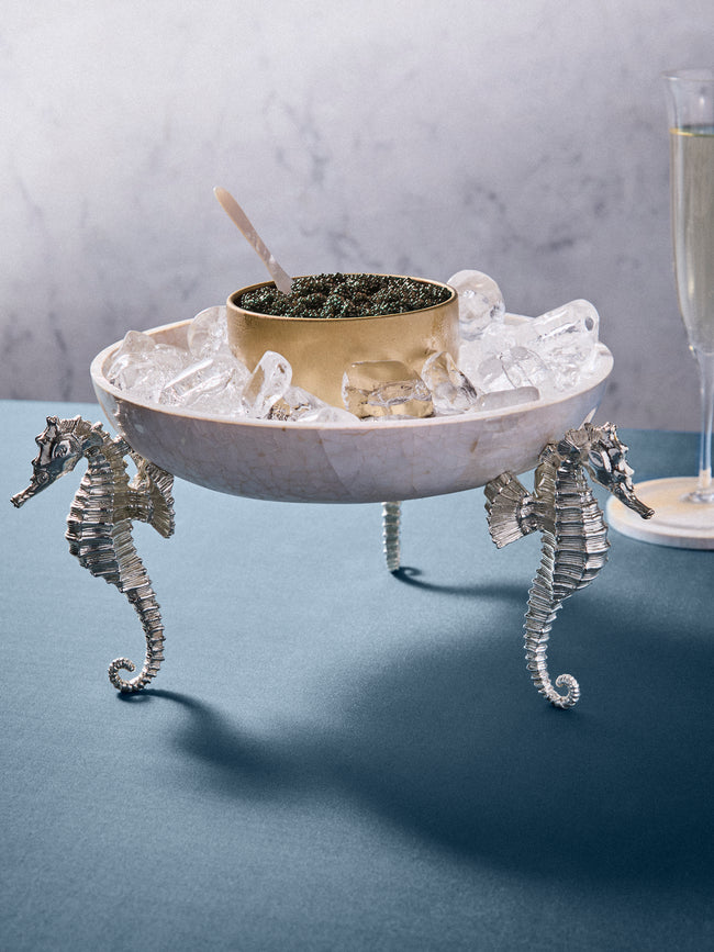 Objet Luxe - Seahorse Silver-Plated and Mother-of-Pearl Raised Bowl - Ivory - ABASK