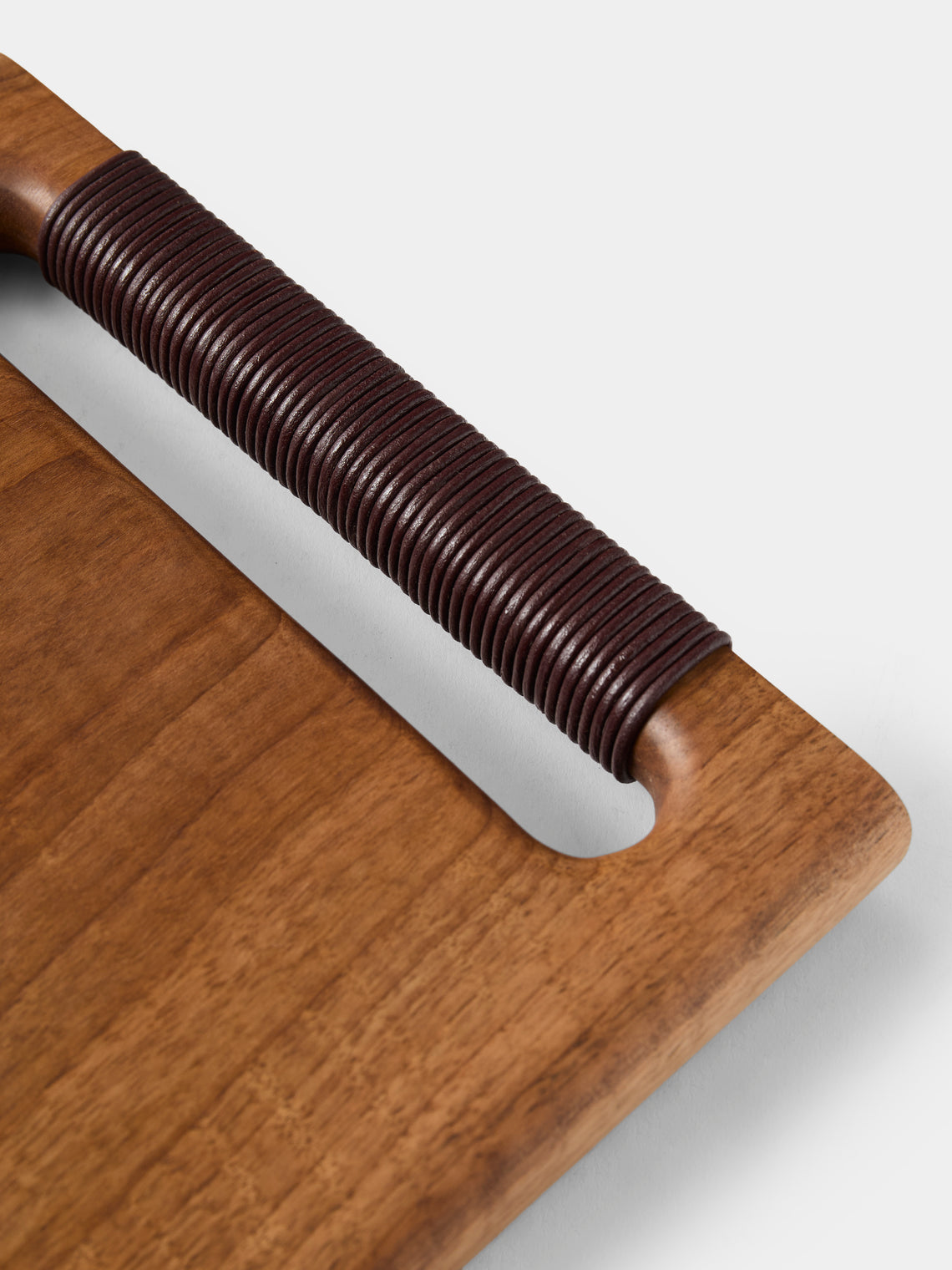 Lucas Castex - Hand-Carved Wood Serving Board with Leather Handles - Brown - ABASK