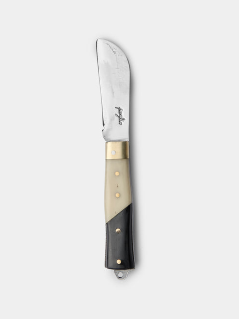 Poglia - Horn, Bone and Brass Pocket Knife - Black - ABASK - 