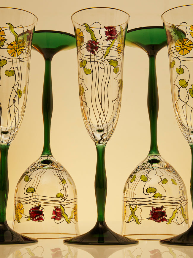Theresienthal - Serenade Hand-Painted Crystal Champagne Flute (Set of 2) - Green - ABASK
