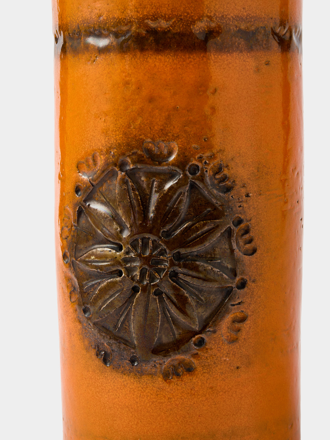Antique and Vintage - 1980s Bitossi Ceramiche Sevilla Ceramic Vase (8.5in/22cm) - Orange - ABASK