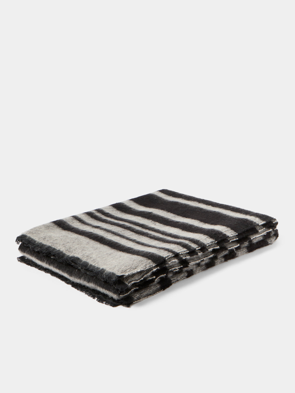 Denis Colomb - Dolpo Striped Nomad Cashmere and Cotton Throw (79in/2m) - Gray - ABASK