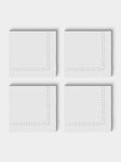 ERI Textiles - | Set of 4 | Marie Silver Hand-Embroidered Linen Napkins - White - ABASK - 