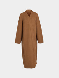 Dusan - Ribbed Wool Long Cardigan | One Size - Tan - ABASK - 