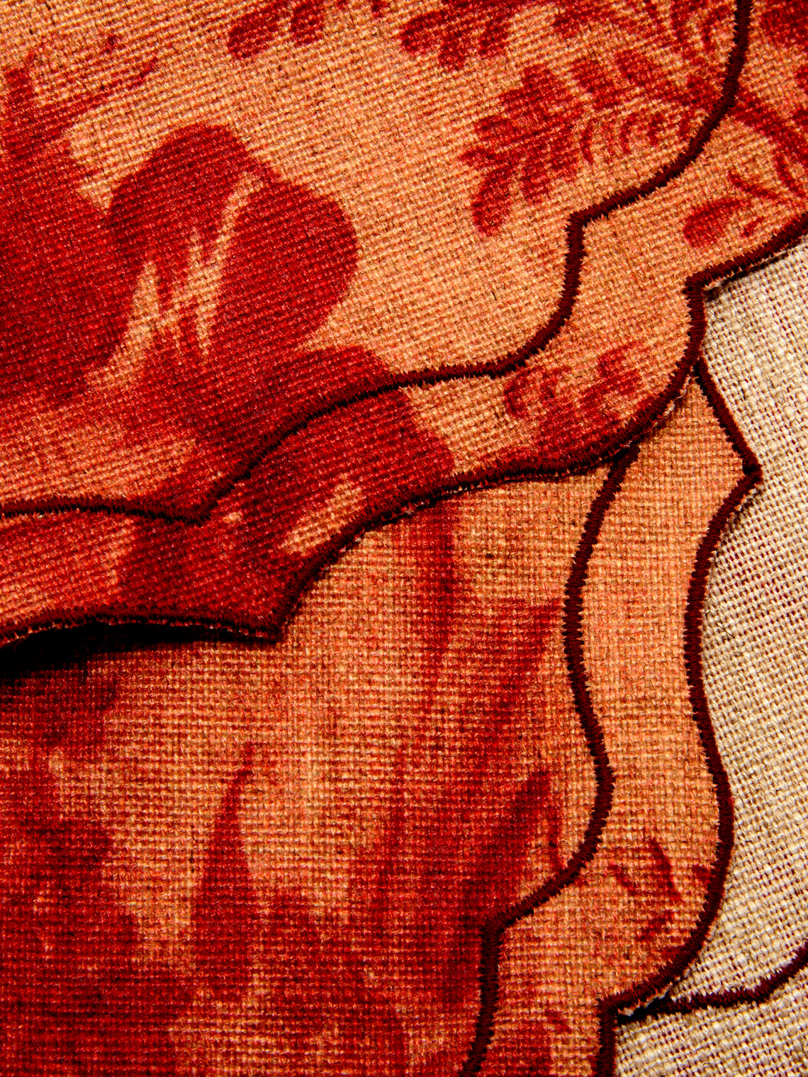 Borgo delle Tovaglie - Filo Rita Ruggine Embroidered Linen Square Placemats (Set of 4) - Red - ABASK