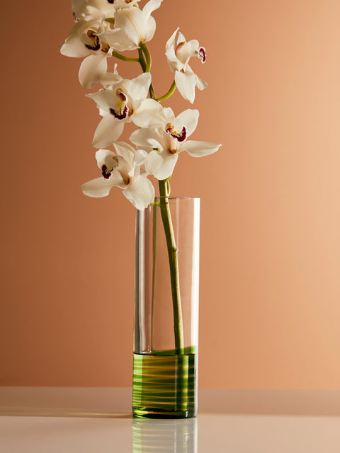 Antique and Vintage - 1980s Zuccheri for Venini Bifilo Murano Glass Tall Vase - Green - ABASK