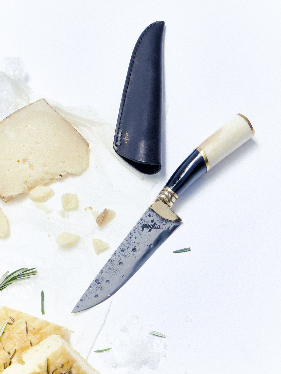 Poglia - Signature Horn, Bone and Brass Knife - Black - ABASK