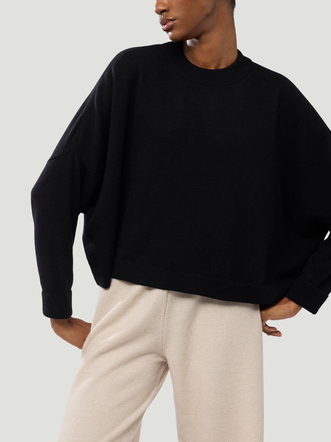 Dusan - Chunky Cashmere Sweater | Size: S - Black - ABASK