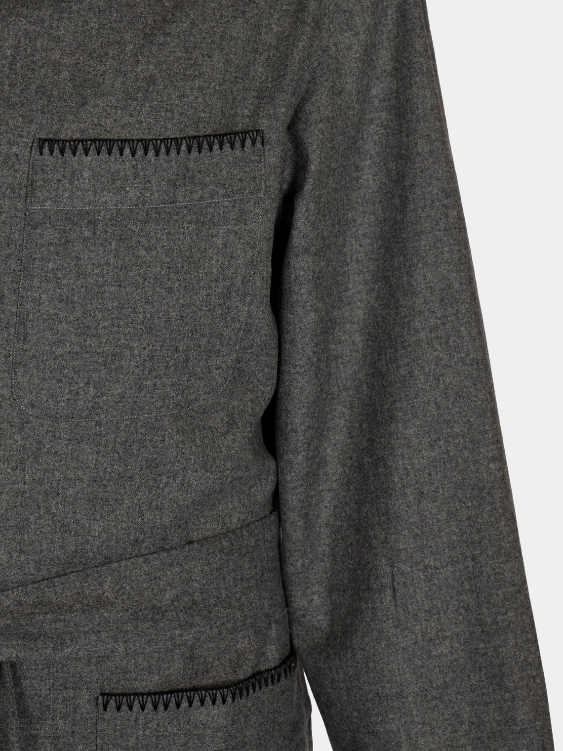 Sebline - Hand-Embroidered Wool Robe | Size: M/L - Gray - ABASK