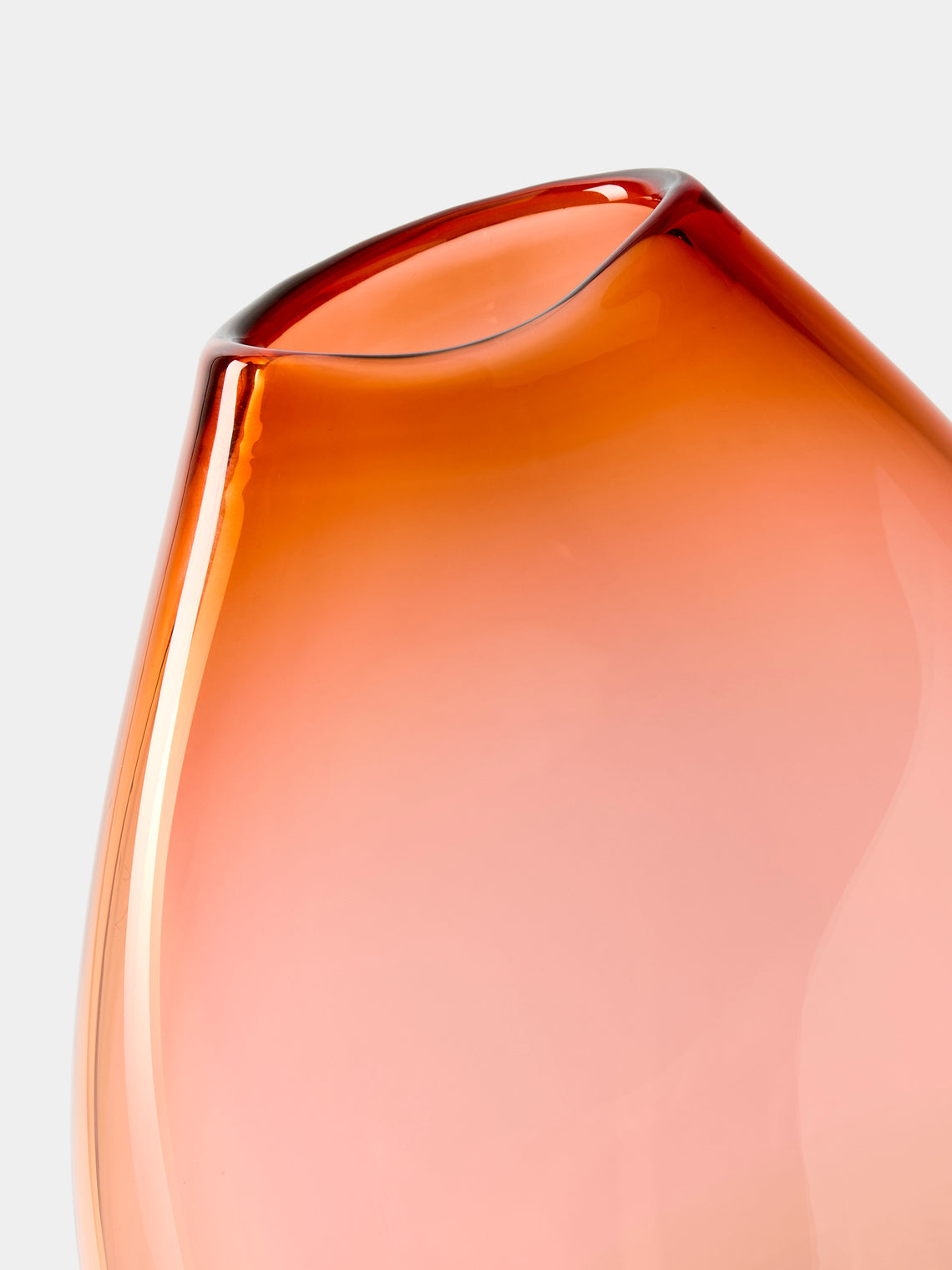 Michele Oberdieck - Autumn Hand-Blown Glass Vase (15in/38cm) - Orange - ABASK