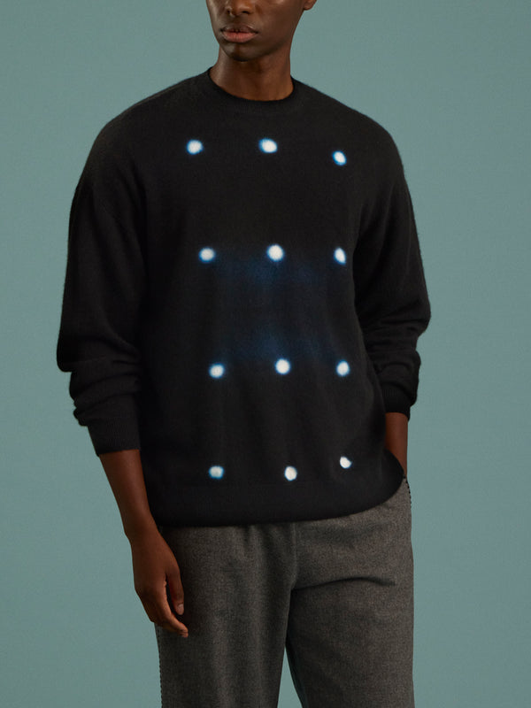 Suzusan - Shibori Cashmere Seamless Wide Crew-Neck Sweater - Black - ABASK