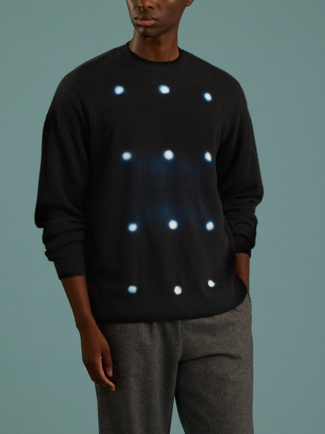 Suzusan - Shibori Cashmere Seamless Wide Crew-Neck Sweater - Black - ABASK