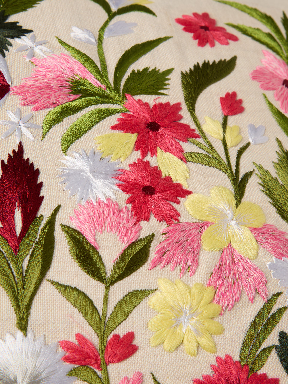 Bokja - Meadow Embroidered Linen Cushion (21.5in/55cm) - Multiple - ABASK