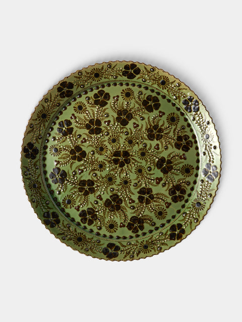 Poterie d’Évires - Flowers Hand-Painted Ceramic Large Platter - Green - ABASK - 