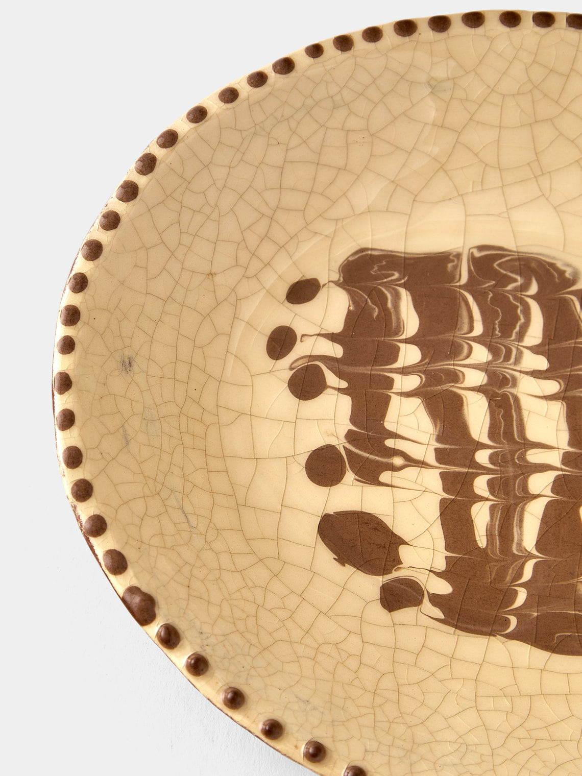 Aono Pottery - Slipware Oval Dish - Cream - ABASK