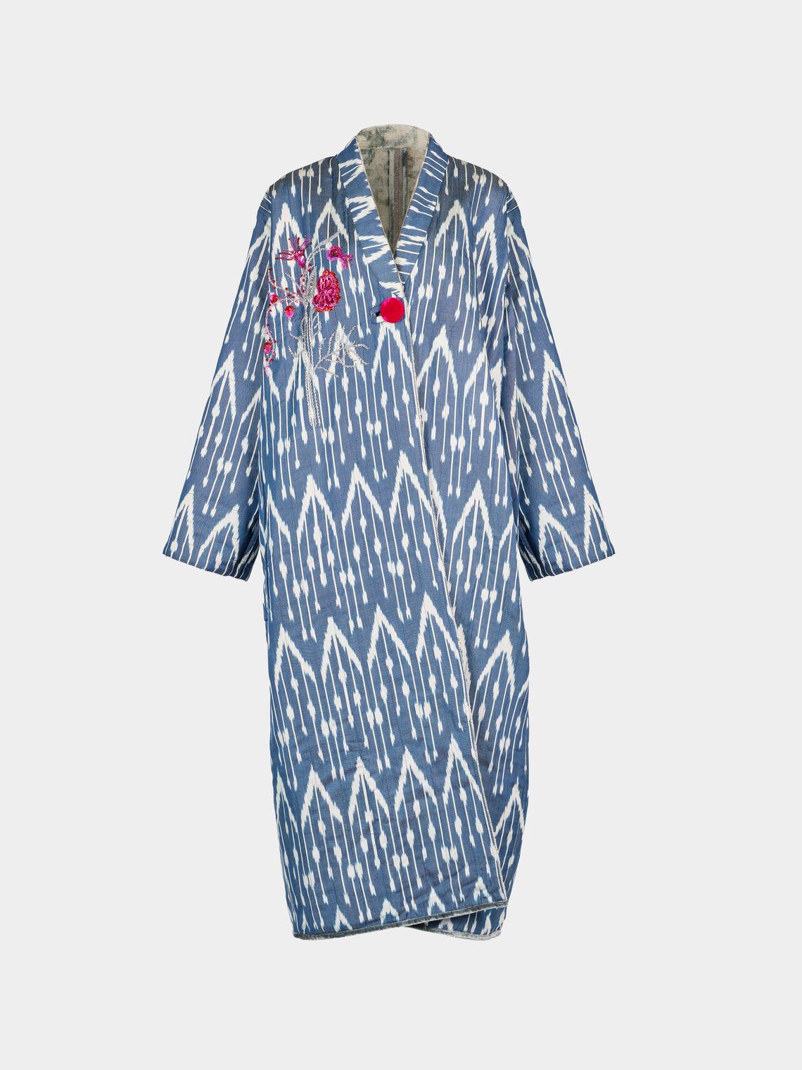 Nazzy Beglari - Hand-Loomed Ikat Cotton Reversible Chapan-Style Robe | One Size - Multiple - ABASK