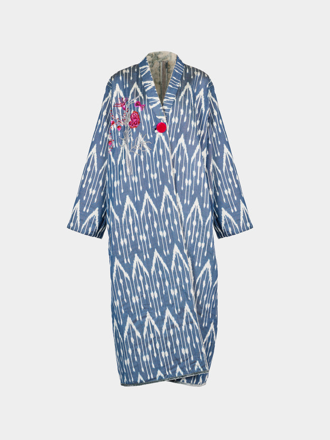 Nazzy Beglari - Hand-Loomed Ikat Cotton Reversible Chapan-Style Robe | One Size - Multiple - ABASK