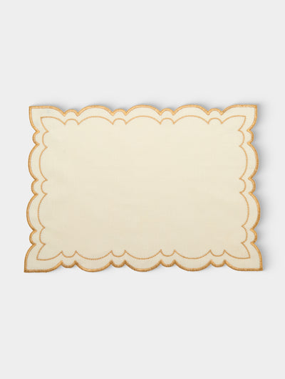 Borgo delle Tovaglie - Letizia Embroidered Linen Placemats (Set of 4) - Gold - ABASK - 