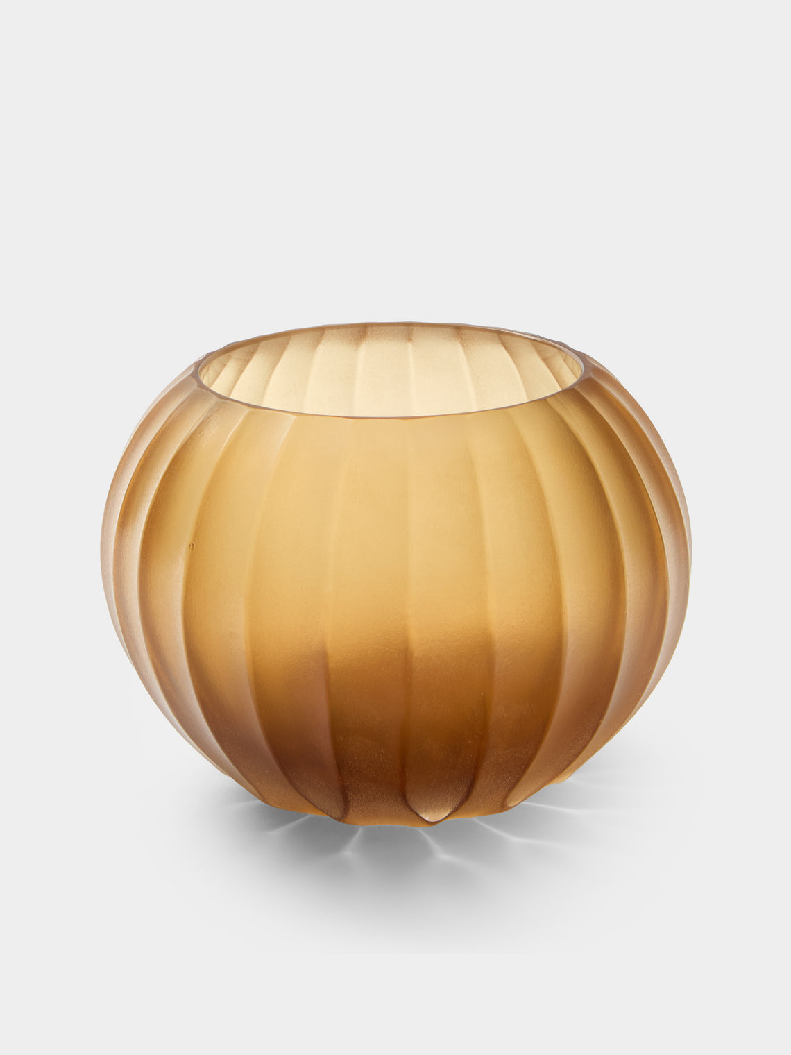 Micheluzzi Glass - Bocia Miele Coste Hand-Blown Murano Glass Vase (6in/15cm) - Yellow - ABASK - 