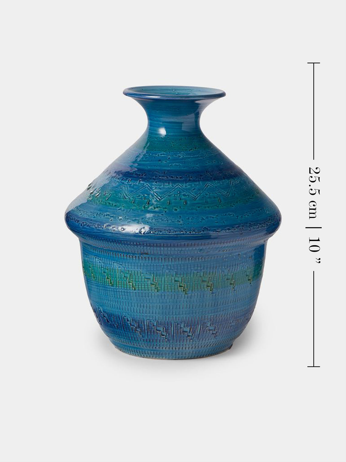 Antique and Vintage - Mid-Century Bitossi Ceramiche Vase (10in/25.5cm) - Blue - ABASK